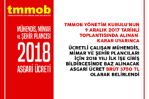 2018 Yılı Mühendis, Mimar ve Şehir Plancıları Asgari Ücreti Belirlendi