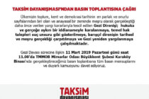 Taksim Dayanışması’ndan Basın Toplantısına Çağrı