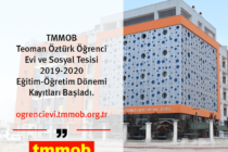 TMMOB Teoman Öztürk Öğrenci Evi 2019-2020 Başvuruları Başladı