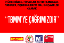 Mühendisler, Mimarlar, Şehir Plancıları, Tabipler, Dişhekimleri ve Mali Müşavirler’den TBMM’ye Çağrı