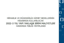 Mimarlık ve Mühendislik Hizmet Bedellerinin Hesabında Kullanılacak 2022-3 Yılı Yapı Yaklaşık Birim Maliyetleri Hakkında Tebliğ