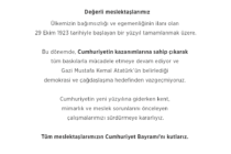 Tüm Meslektaşlarımızın Cumhuriyet Bayramı’nı Kutlarız