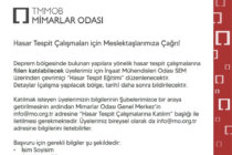 Hasar Tespit Çalışmaları için Meslektaşlarımıza Çağrı